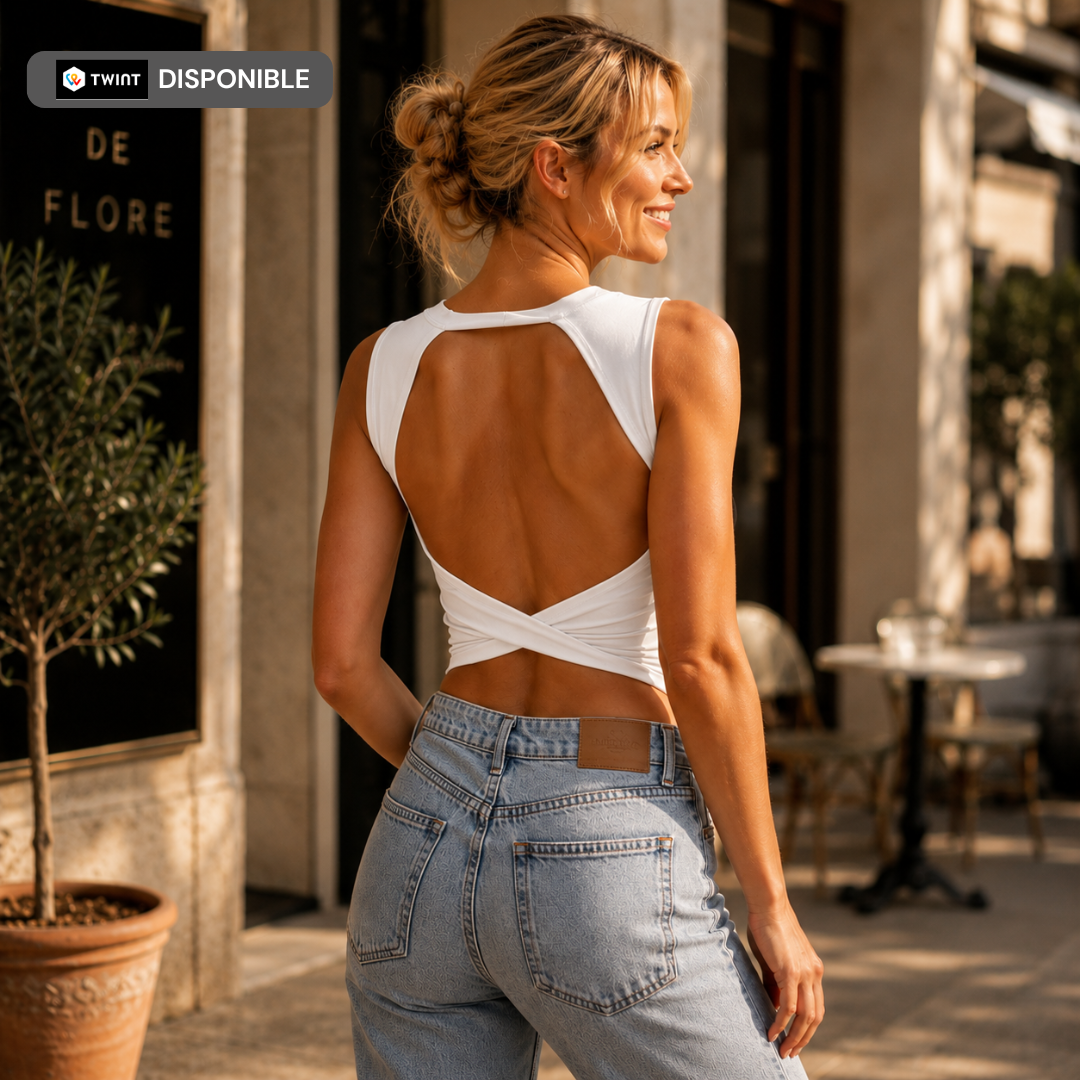 T-shirt dos nus Brassière intégrée